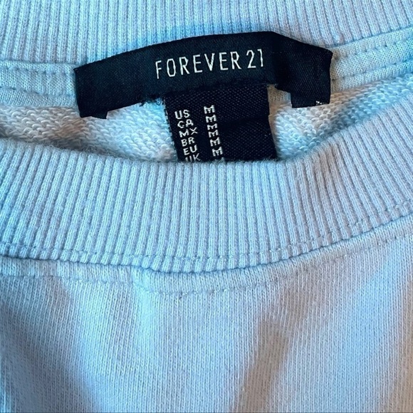Forever 21 embroidered floral ligh blue sweater sweatshirt casual - Picture 5 of 5